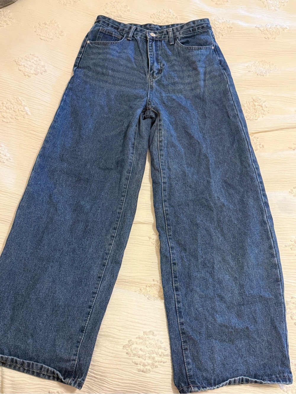 SHEIN Dark Blue Wide Leg High-Rise Jeans